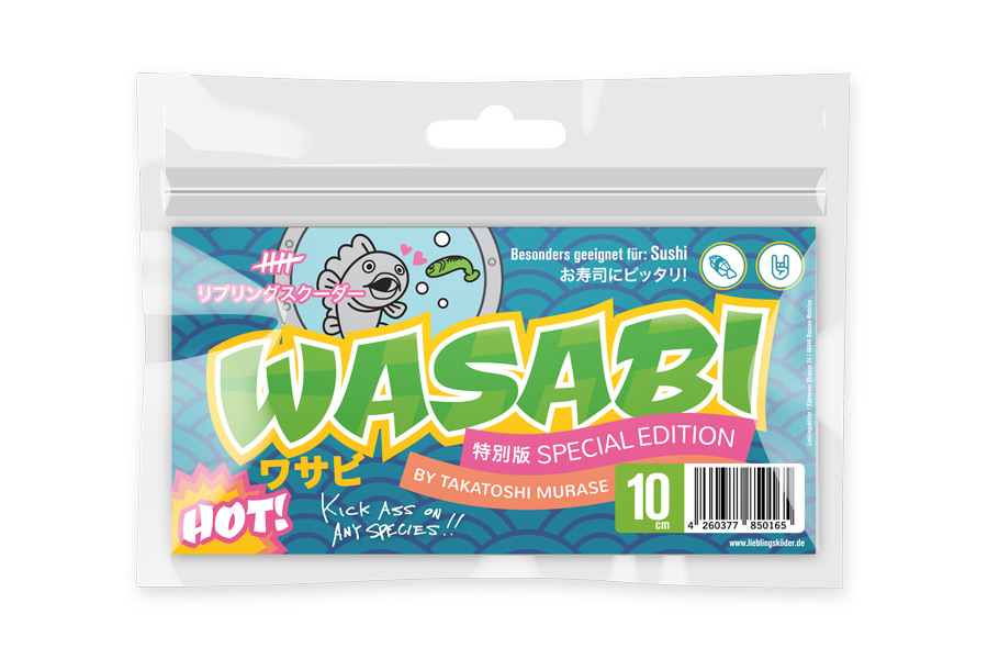 Verpackung von Gummifisch Lieblingsköder Wasabi