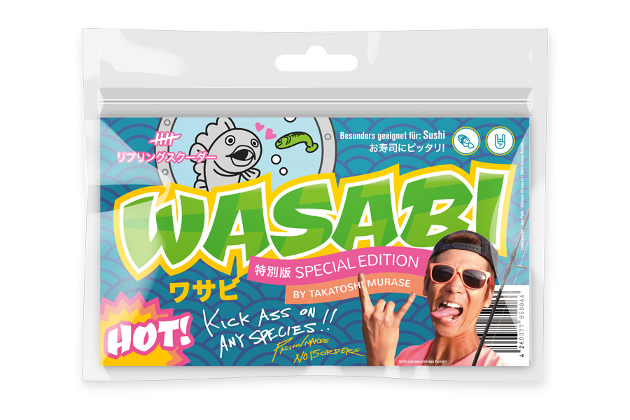 Verpackung von Gummifisch Lieblingsköder Wasabi